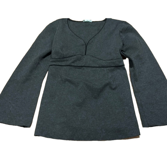 Motherhood maternity dark gray long sleeve tie in the back dressy shirt medium - Picture 1 of 3